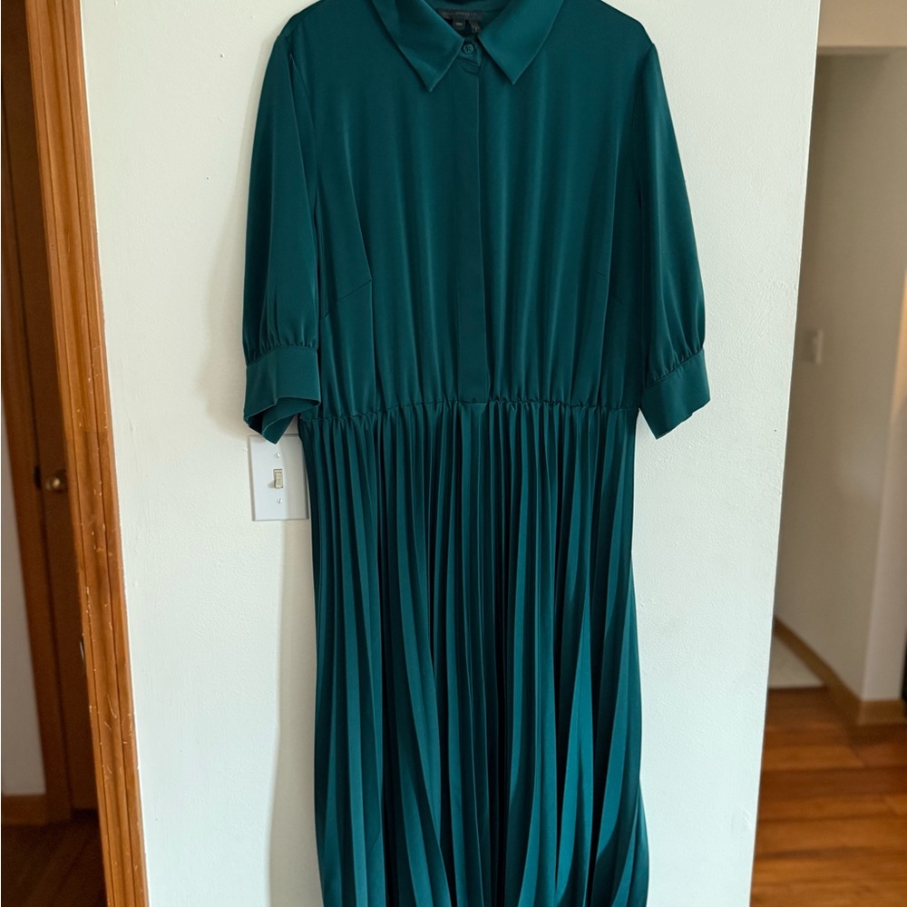 Donna Karan Teal Long Sleeve Dress